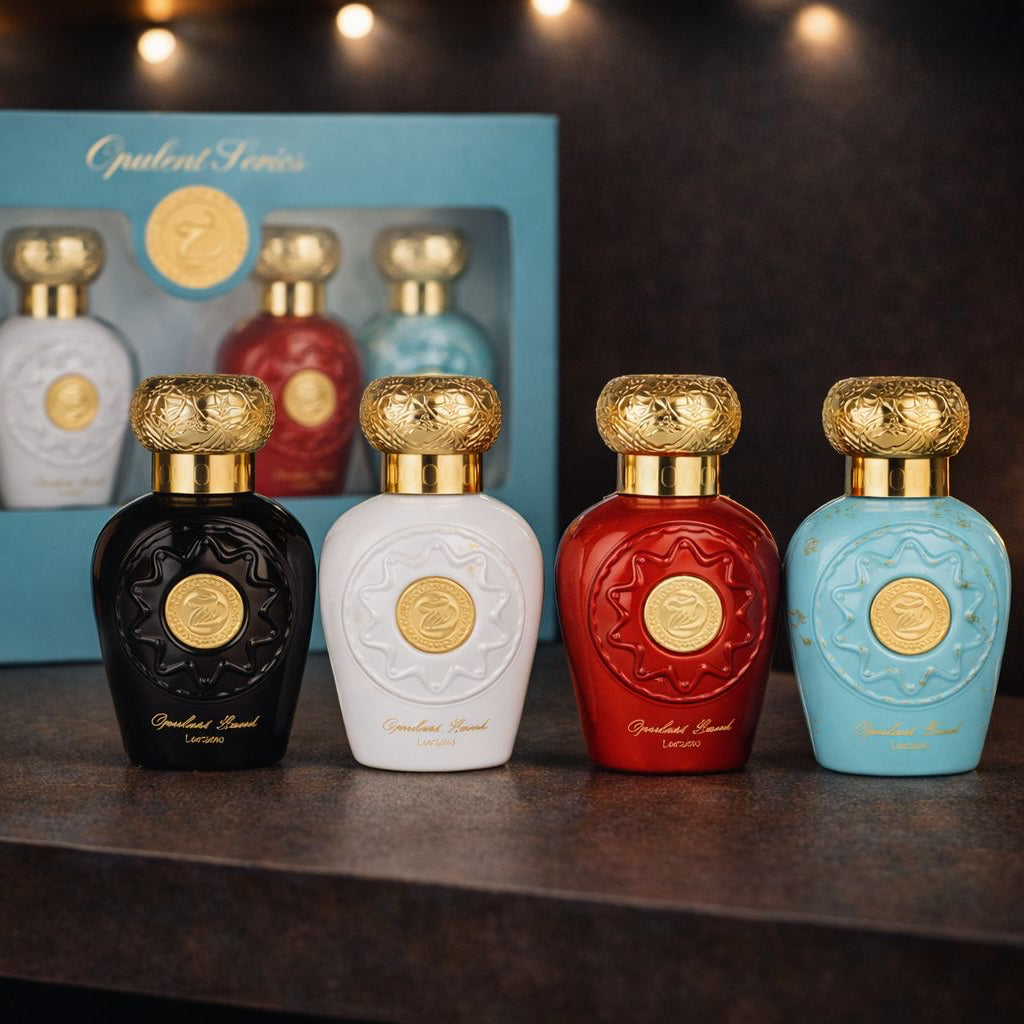 Lattafa Set Opulent Collection, 4 parfumuri diferite într-un singur pachet, ideal pentru varietate și testare